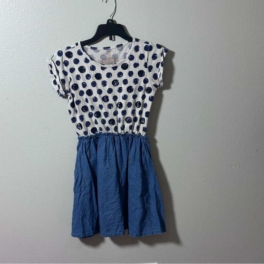 Children’s‎ Place Girls Denim Polka Dot blue/White Dress Size L(10/12)